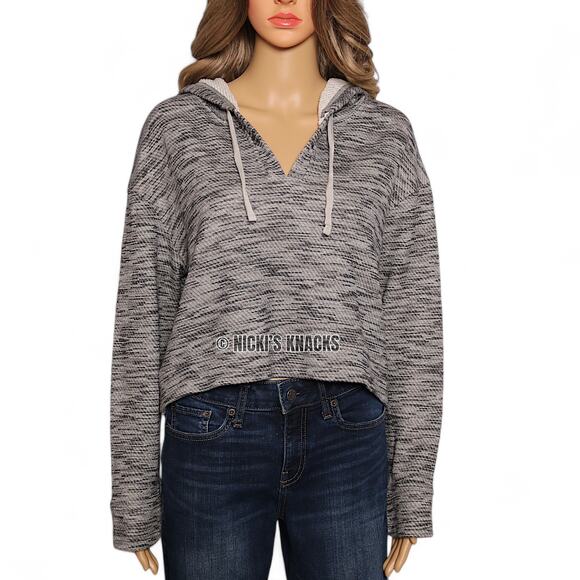 Saturday Sunday Anthropologie Rehearsal Cropped Hoodie Sweatshirt Gray Size L - Picture 2 of 11